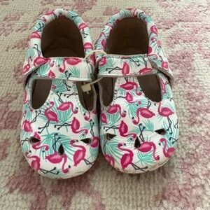 Monkey Feet Pink Flamingo Kids Moccasins